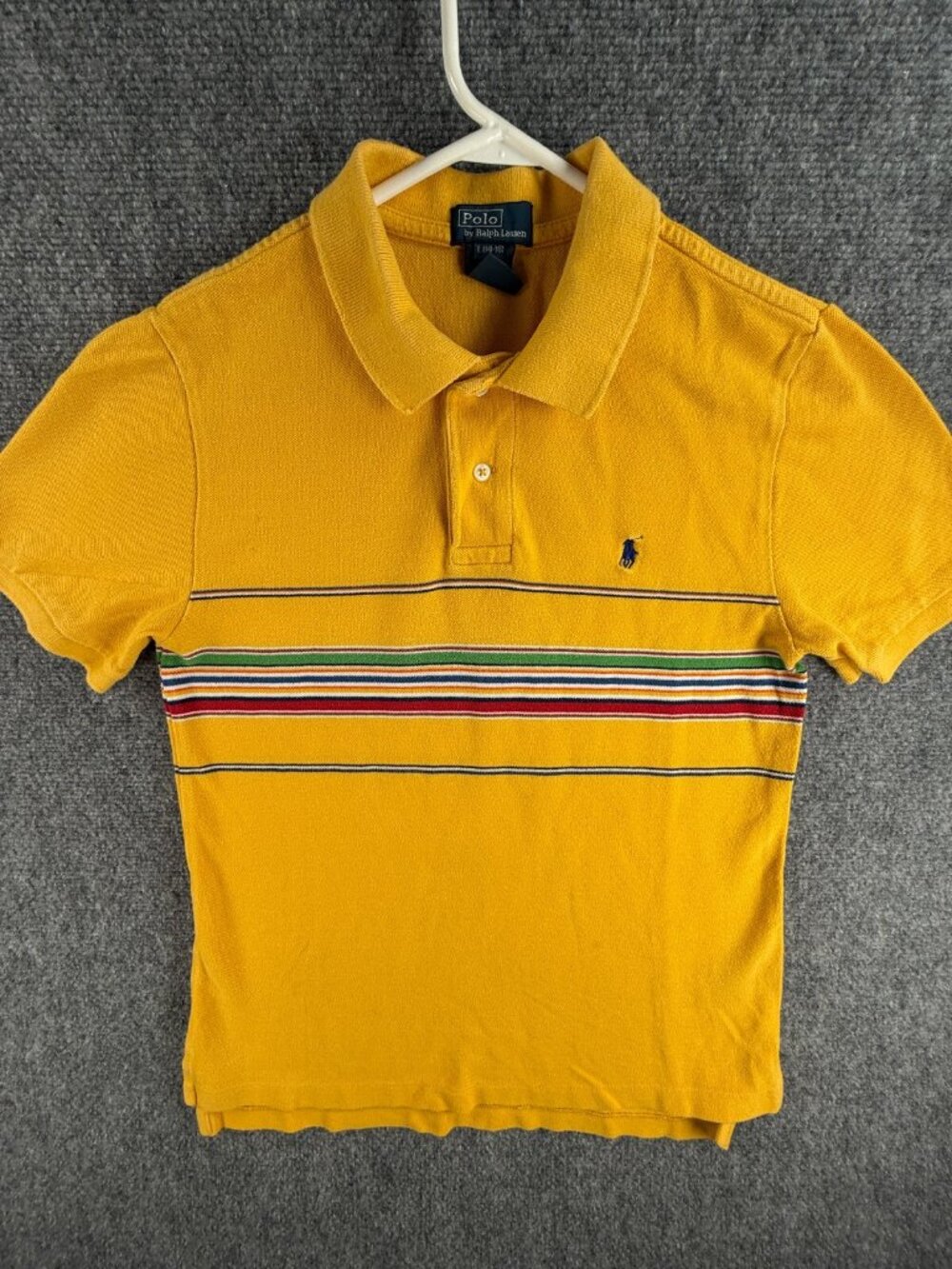 Polo Ralph Lauren Boys Polo Striped Yellow Green Blue Pony Logo Large 14/16